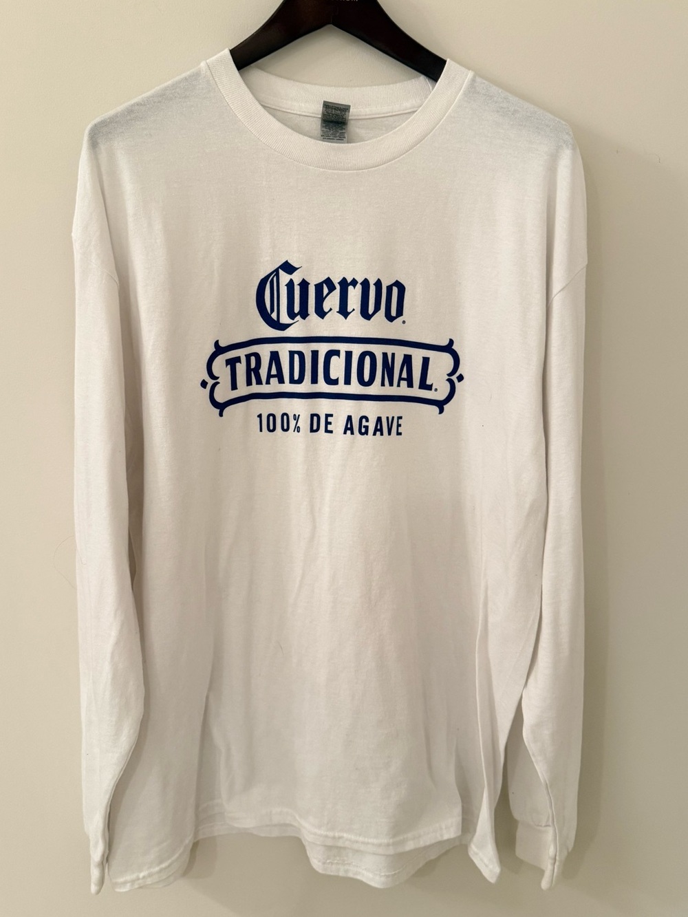 Gildan White Long Sleeve Cuervo Tradicional Logo Tee